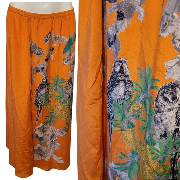 Soft Surroundings 100% Silk Body Parrot Skirt Orange Size Petite Medium - Picture 1 of 8